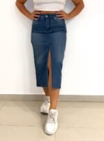 POLLERA LARGA CON TAJO AZUL NEVADA - Imagen 2