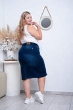 POLLERA 3/4 AZUL ELASTIZADA - Imagen 4