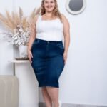 POLLERA 3/4 AZUL ELASTIZADA