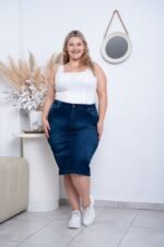 POLLERA 3/4 AZUL ELASTIZADA